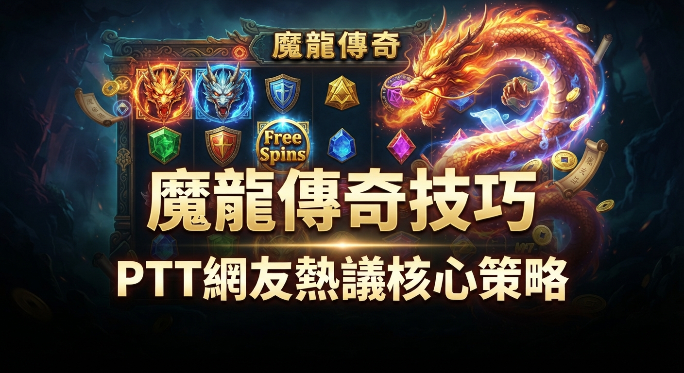 圖片中展示了「魔龍傳奇技巧 PTT網友熱議核心策略」的醒目標題,並融合了魔幻龍與遊戲介面的視覺元素。 整體設計營造出神祕且充滿策略討論的遊戲氛圍。